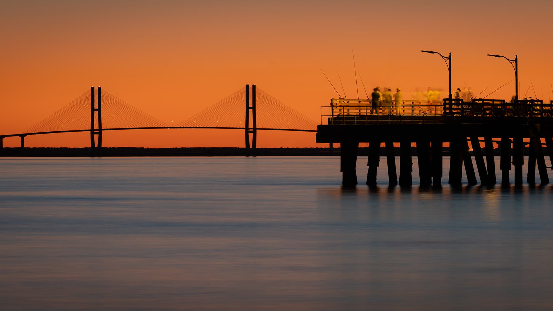 St. Simons Island fishing pier at sunset — Glynn County, Georgia.