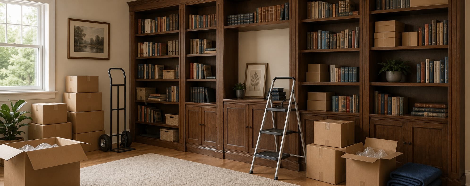 A wooden bookcase set out for pickup during a Golden Isles Junk Removal furniture removal in coastal Georgia.